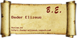 Beder Elizeus névjegykártya
